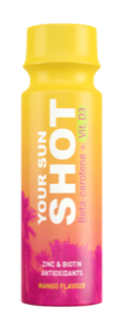 Your Sun Shot Mangue > Boisson pour booster votre bronzage, à base de zinc, vitamine D3 et de bêta-carotène